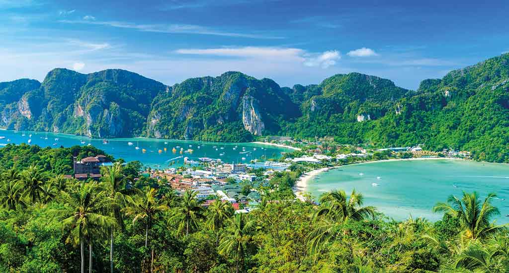 Turquoise bay and twin beaches of the Phi Phi Islands